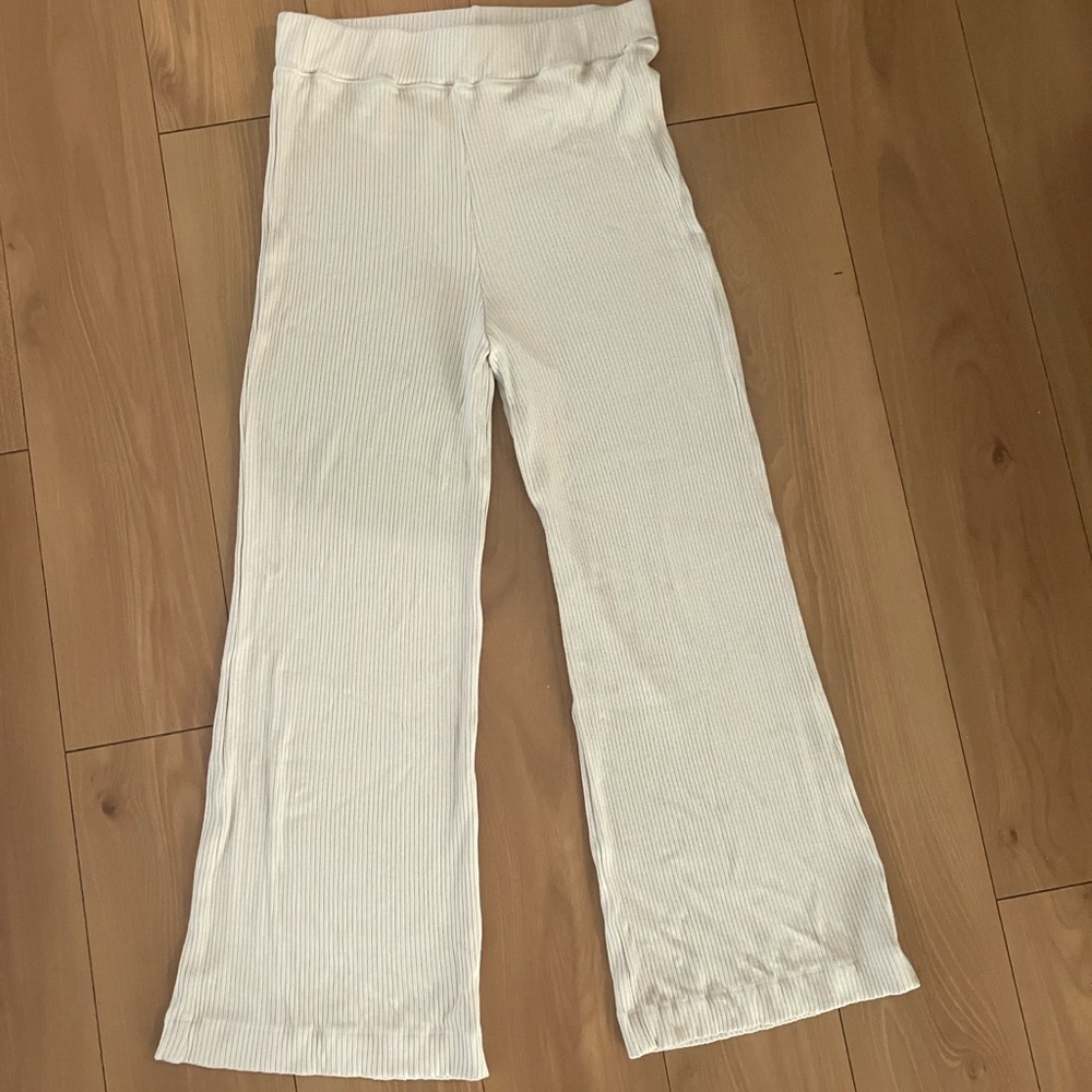 Sundry Ivory Ribbed Trousers